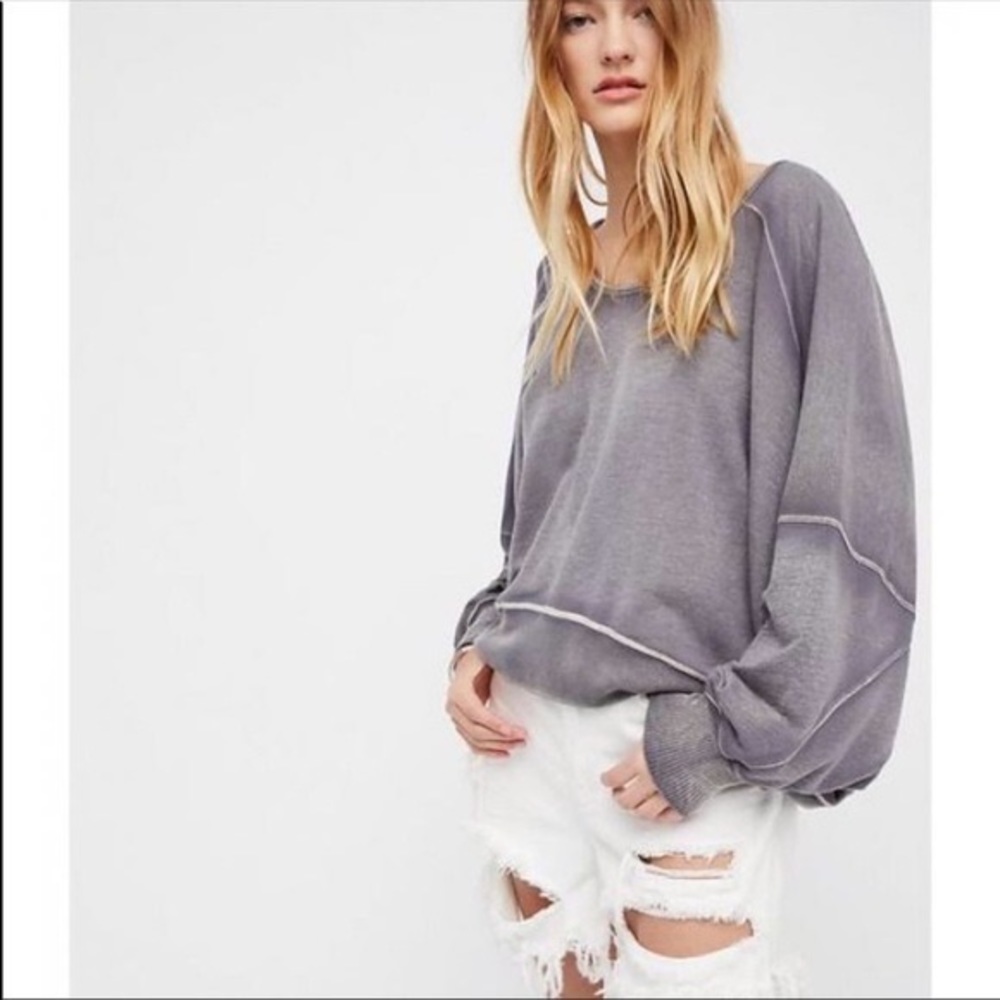 FREE PEOPLE Back It Up Pullover in Carbon
